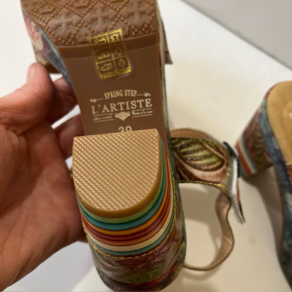 L'ARTISTE SPRING STEP LELANIE Leather Floral Platform Heels Slingback Sandal 39 - Picture 4 of 16